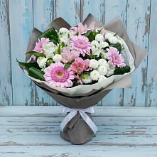 Букет цветов из:  Герберы, Альстромерии и Хризантемы в Тищенском
