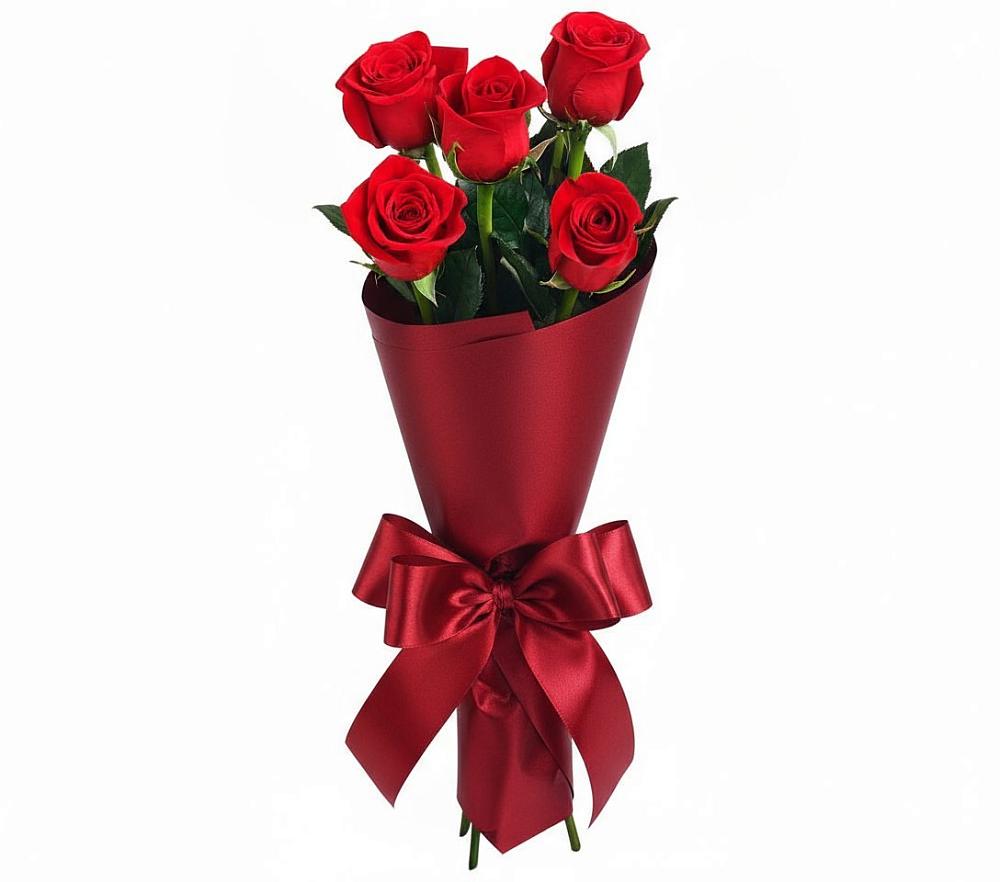 Букет 5 Красных роз Эдлесс Лав в Тищенском