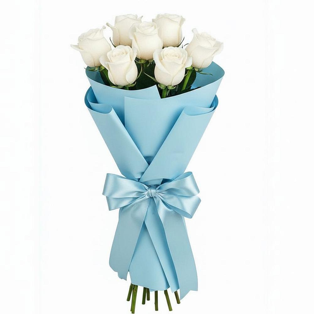 Букет 7 белых роз Проуд в Тищенском