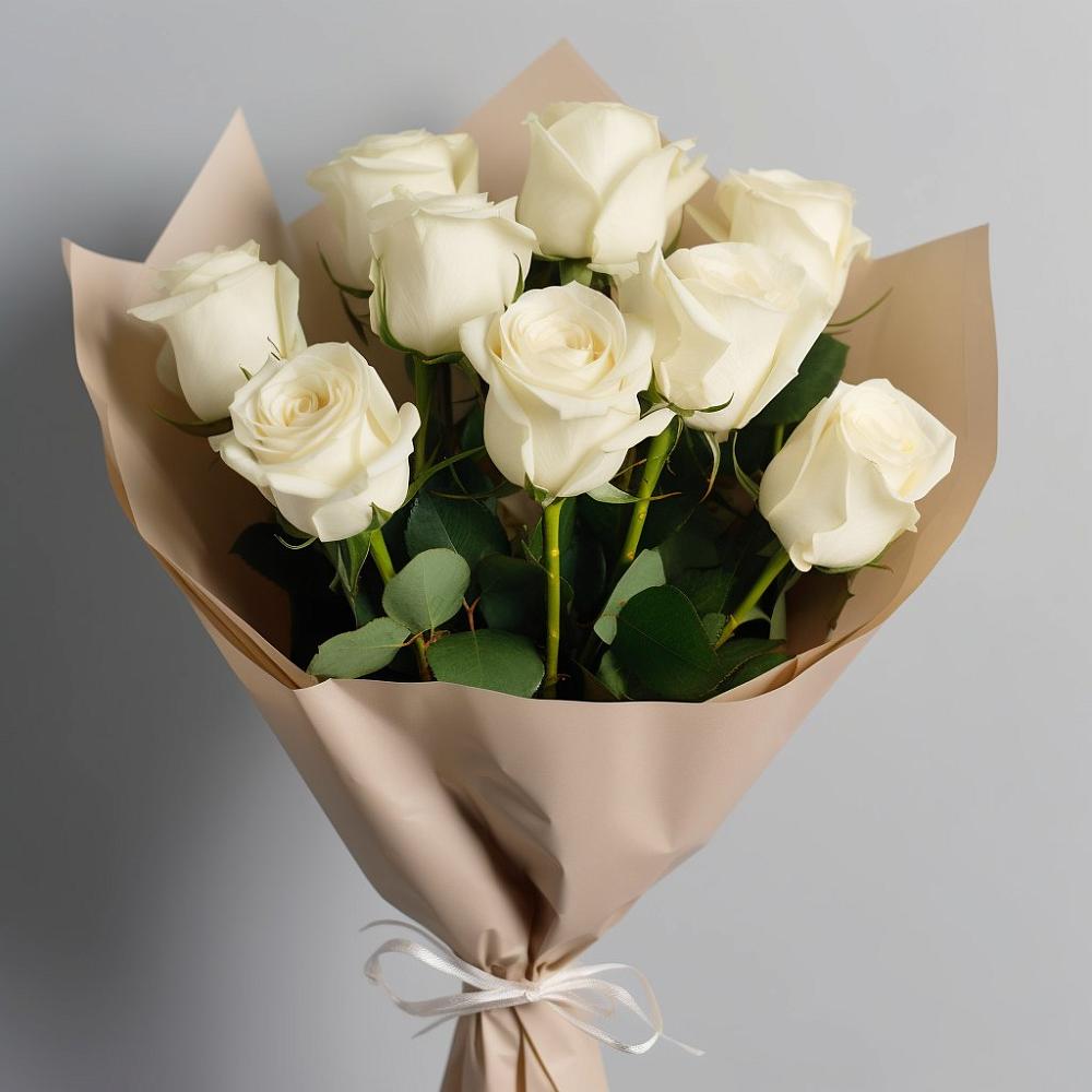 Букет 9 Белых роз Эдлесс Лав в Тищенском