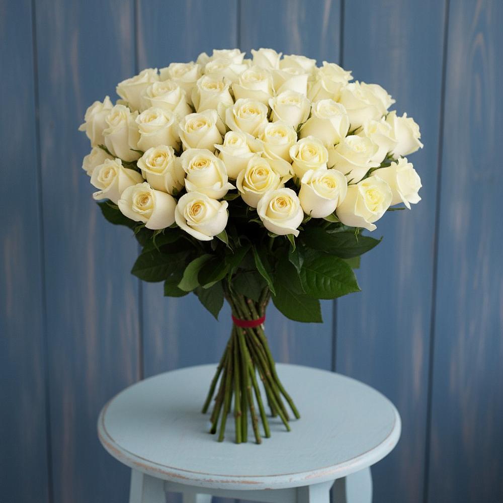 Букет 51 Белая роза Эдлесс Лав в Тищенском