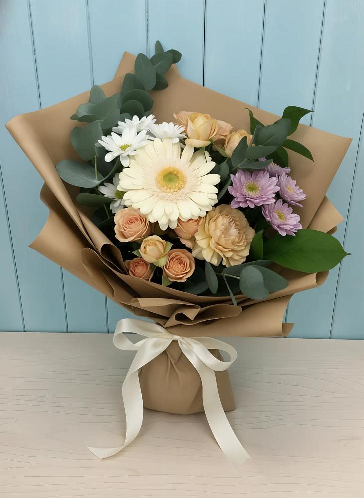 Букет цветов из: Герберы и Хризантемы в Тищенском
