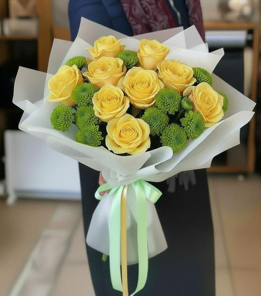 Букет цветов из: Хризантемы и Розы в Тищенском