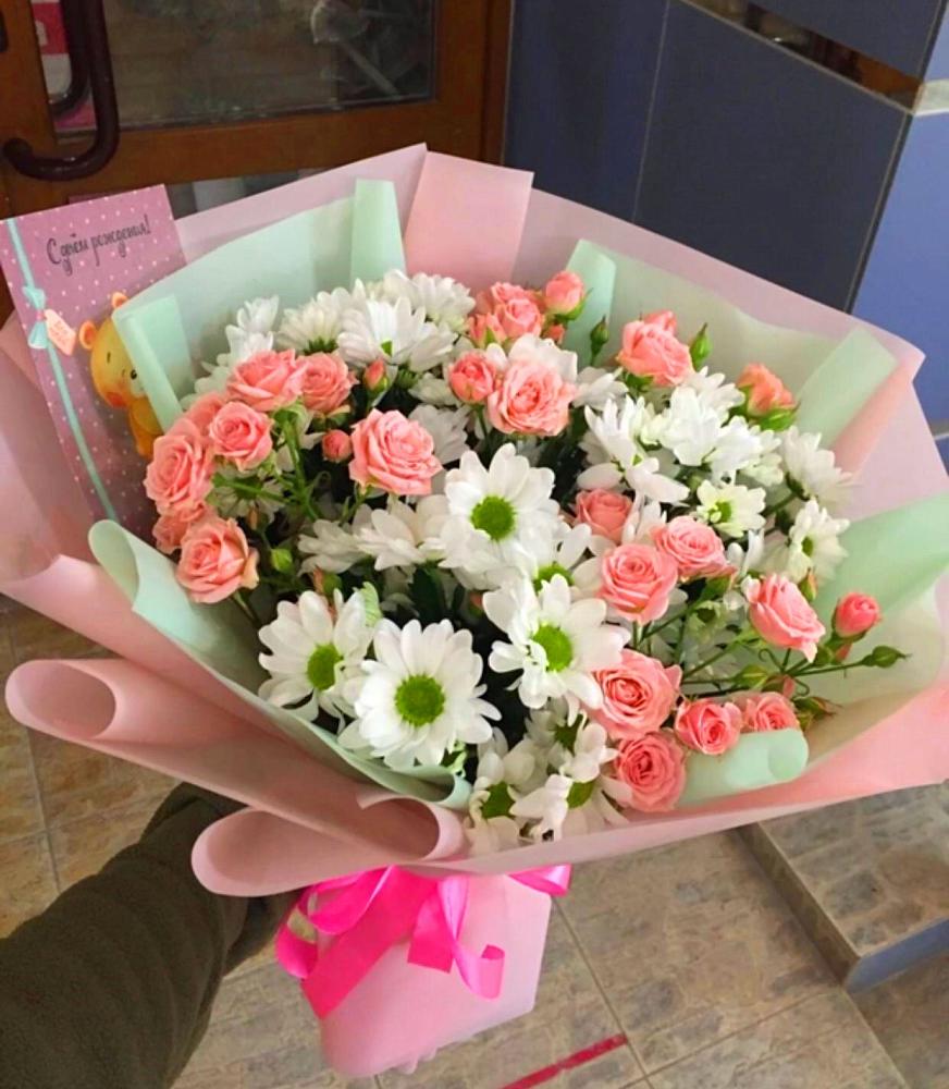 Букет цветов из: Розы и Хризантемы в Тищенском