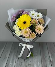 Букет цветов из:  Розы, Герберы и Хризантемы в Тищенском