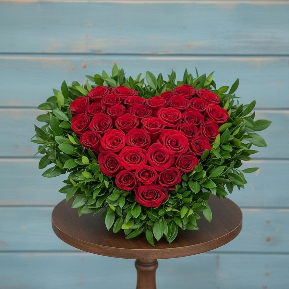 Цветочная композиция из Розы в виде сердца в Тищенском