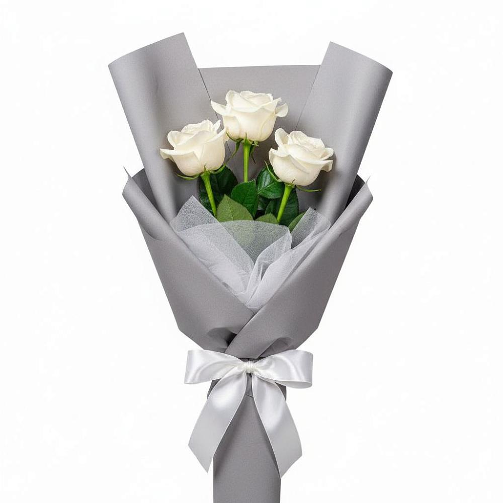 Букет 3 белые розы в Тищенском