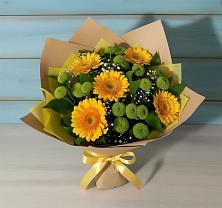 Букет цветов из:  Герберы и Хризантемы в Тищенском