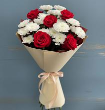 Букет цветов из:  Розы и Хризантемы в Тищенском