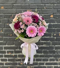 Букет цветов из:  Герберы и Хризантемы в Тищенском
