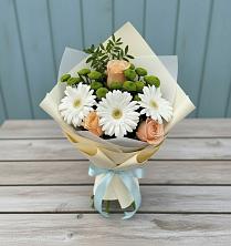 Букет цветов из:  Герберы, Розы и Хризантемы в Тищенском