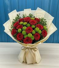 Букет цветов из:  Розы и Хризантемы в Тищенском