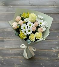 Букет цветов из:  Альстромерии, Розы и Хризантемы в Тищенском