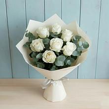 Букет Белые розы в Эвкалипте #REPLACE_PRED# Тищенском